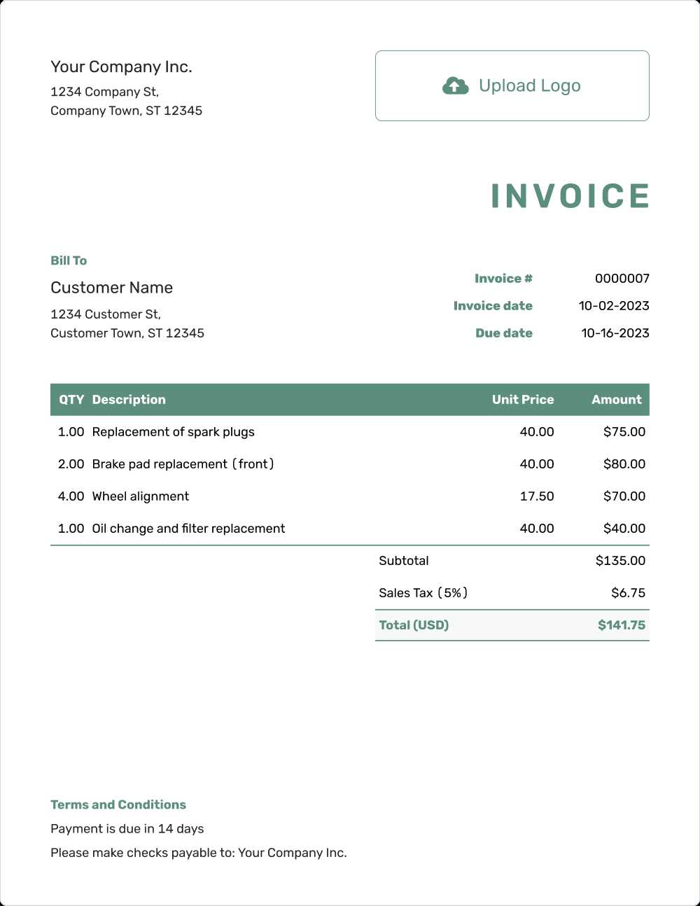 editable free invoice template