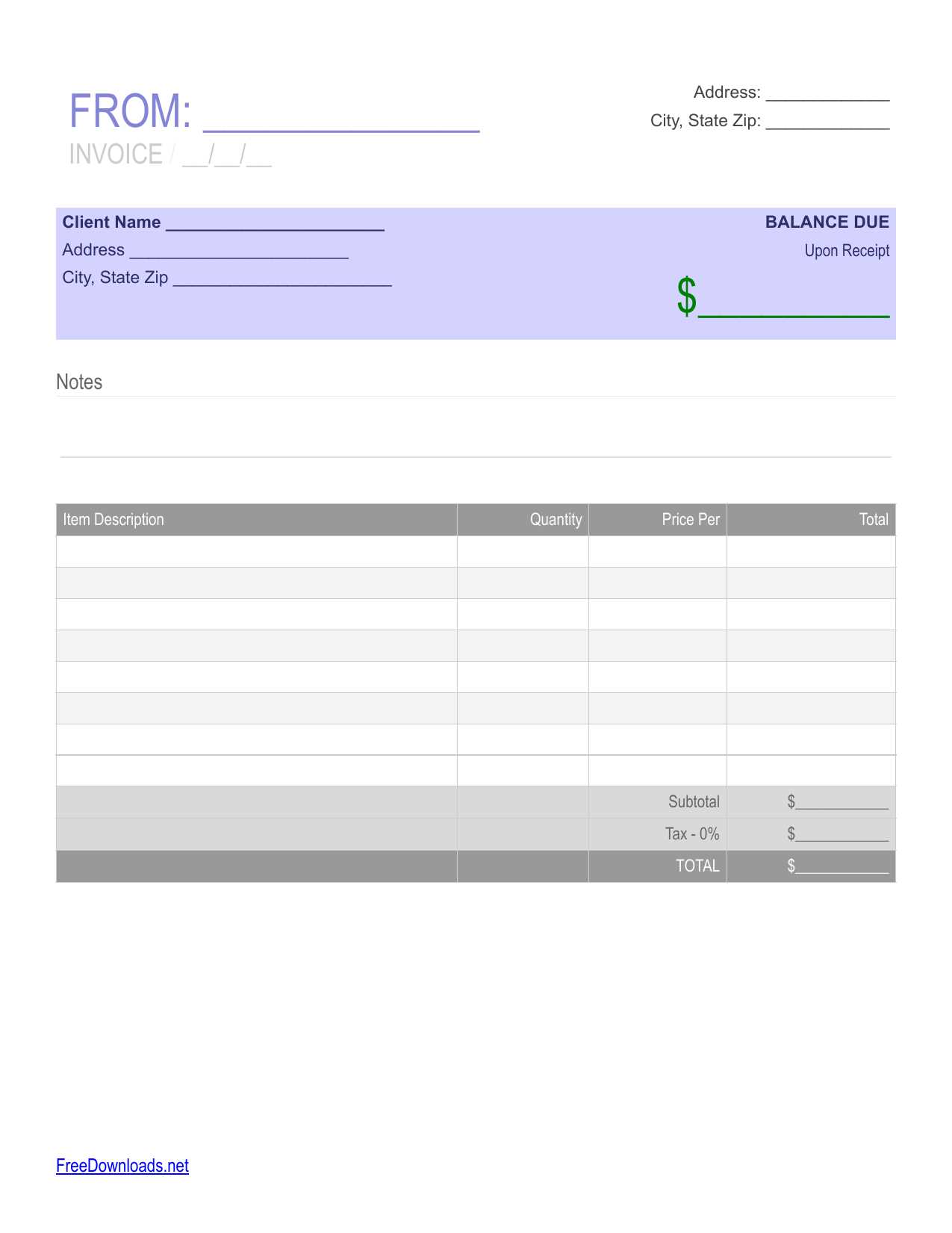 invoice template rtf