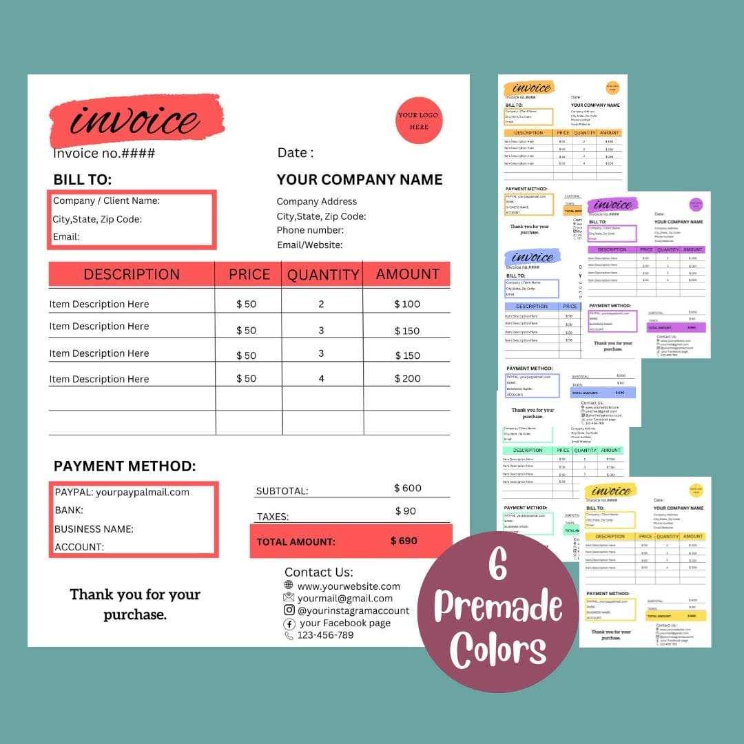 cute invoice template free download