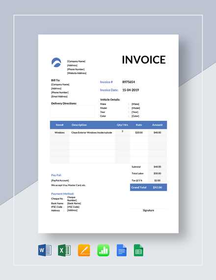 car wash invoice template