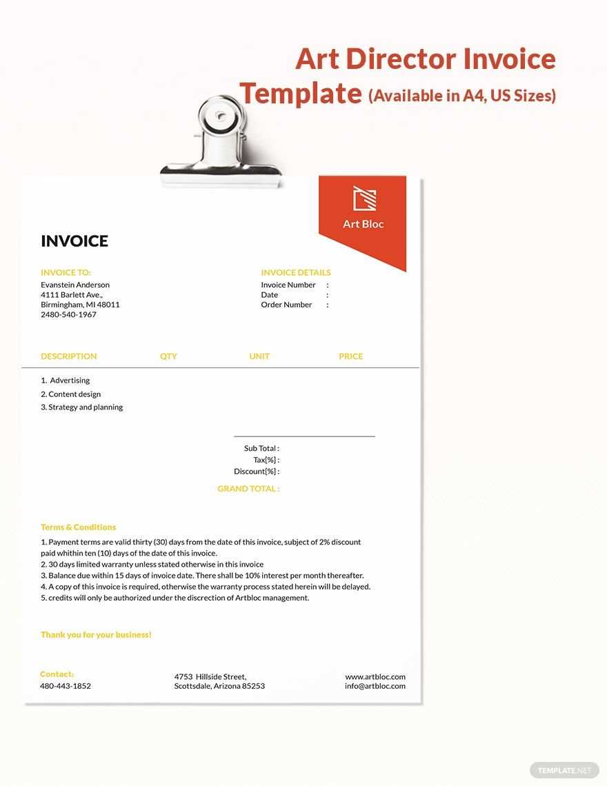 art invoice template