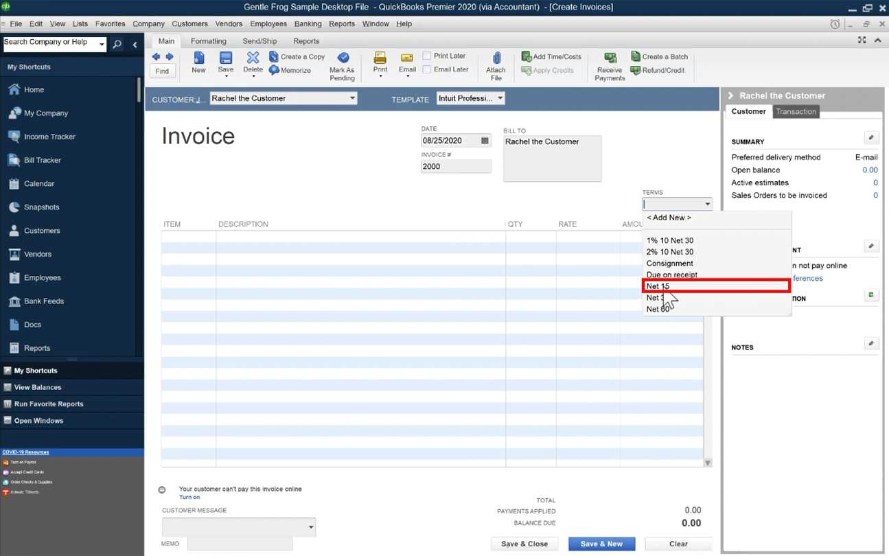 how to create new invoice template in quickbooks