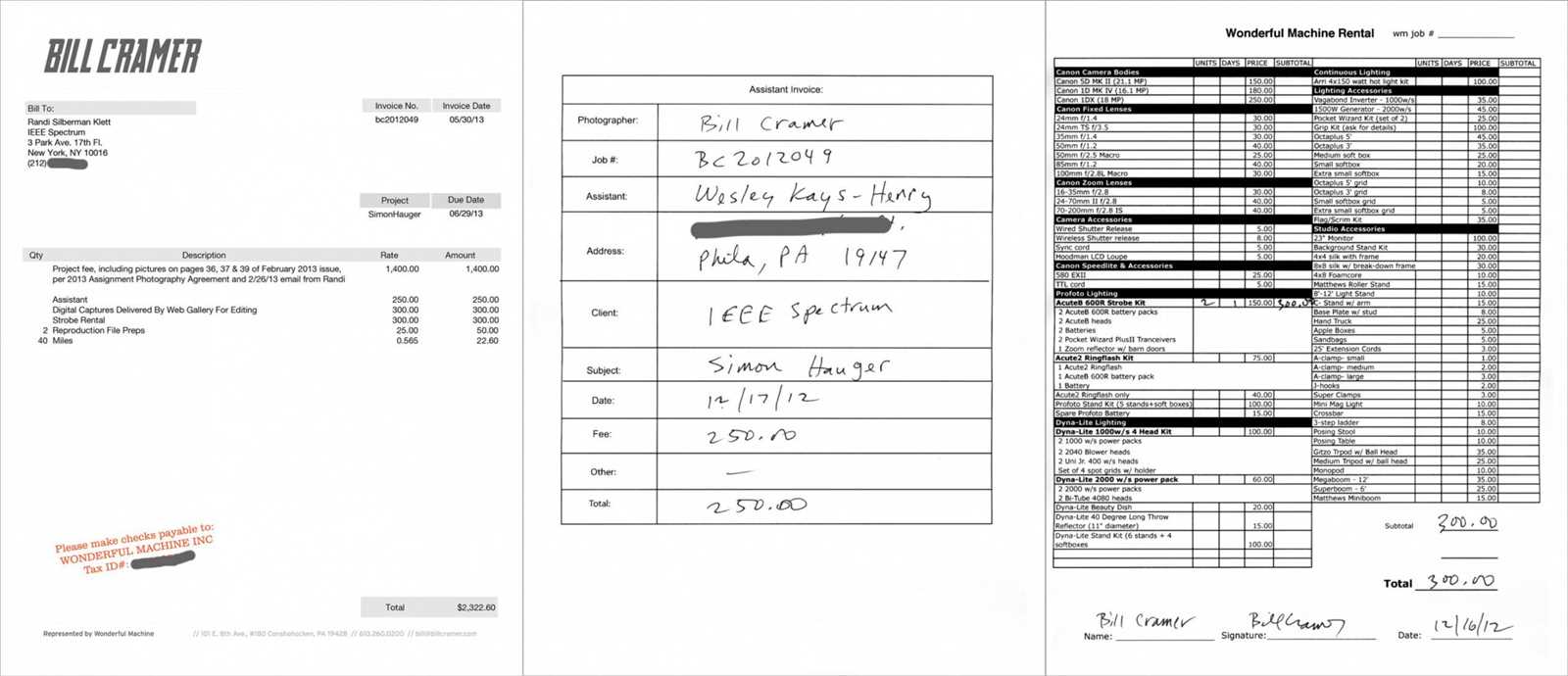 production assistant invoice template