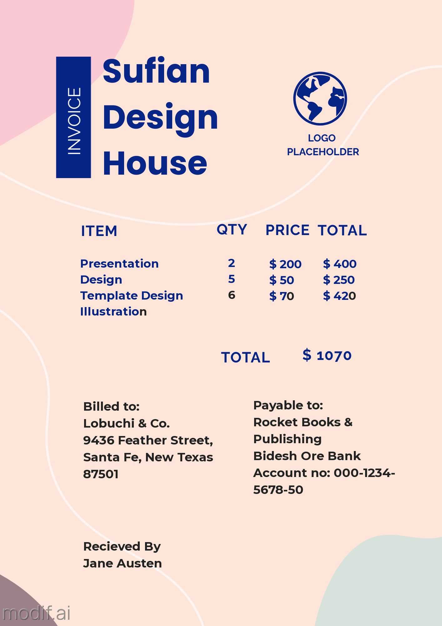 design service invoice template