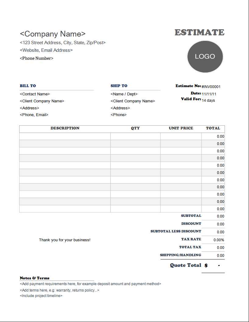 estimate invoice template free