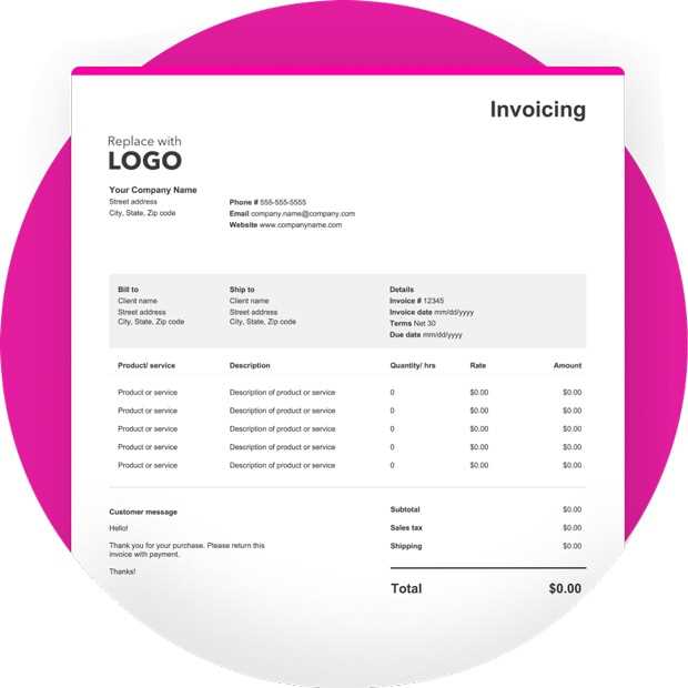 quickbooks online template invoice