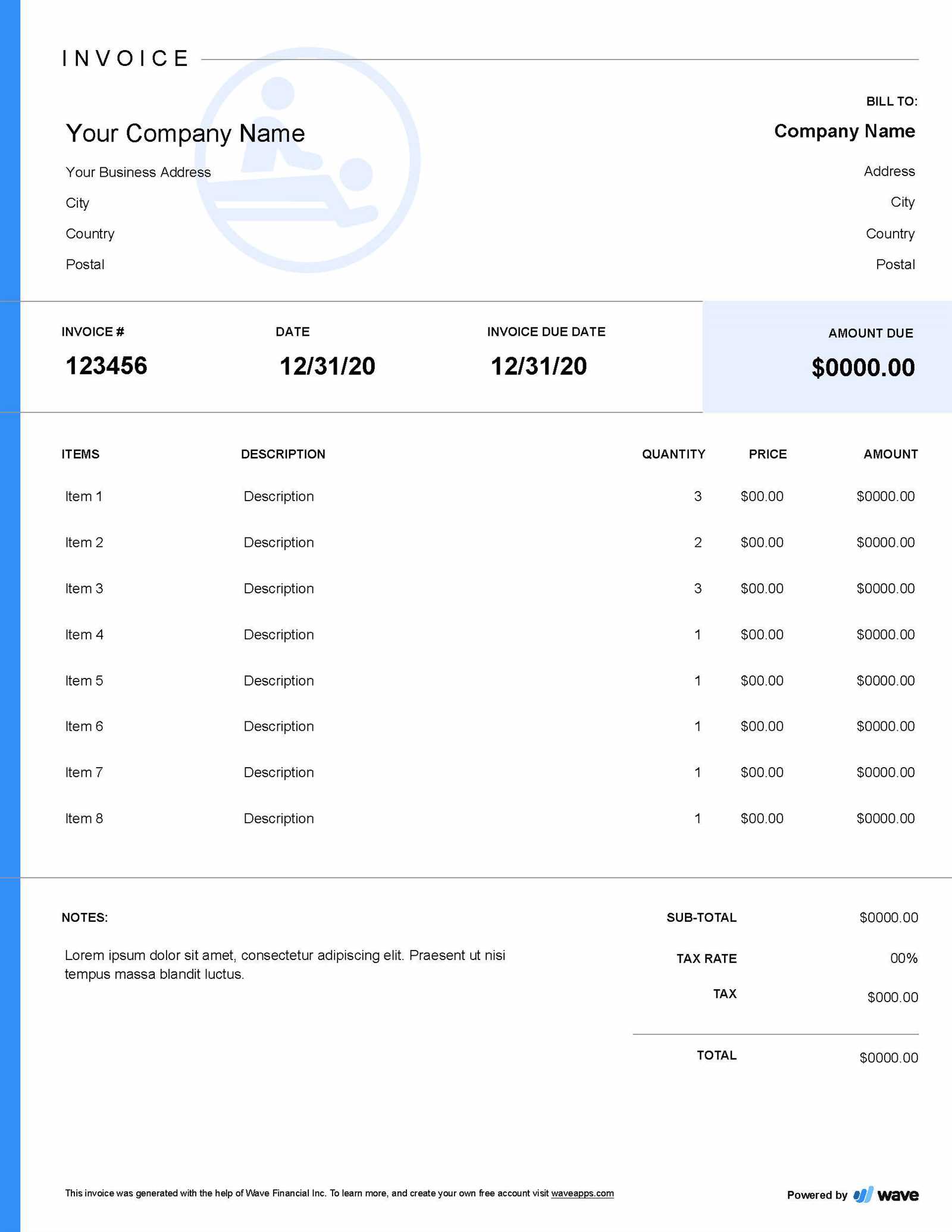 printable format massage invoice template