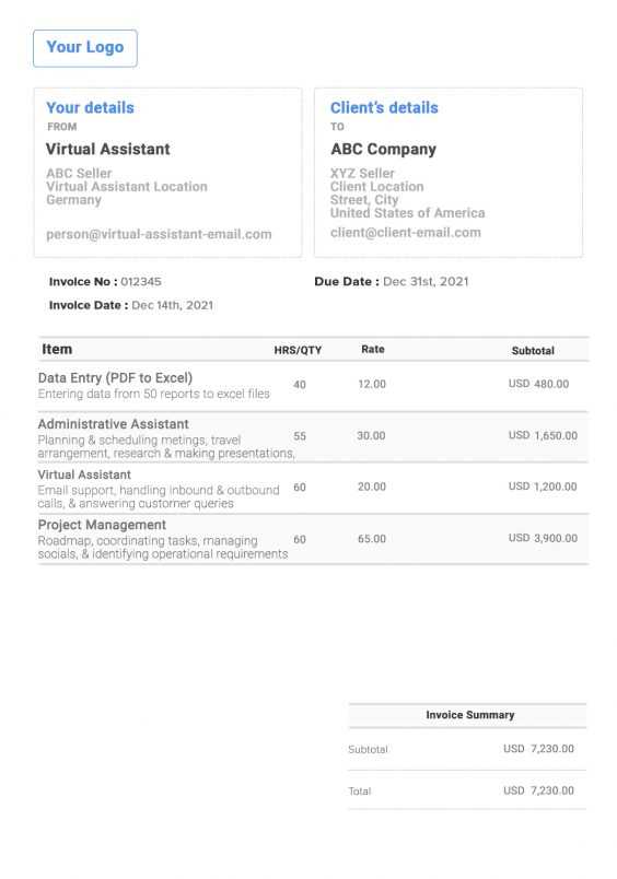 amazon invoice template