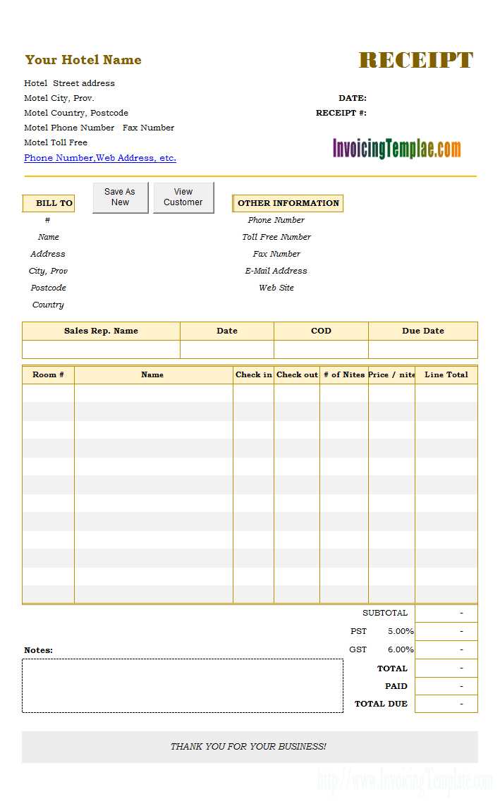 hotel invoice template free download