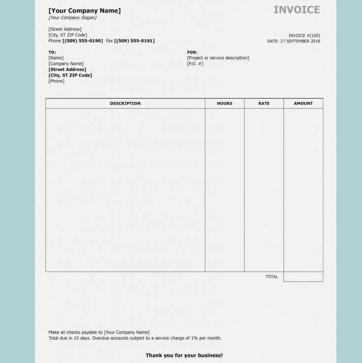 free printable invoice template microsoft word