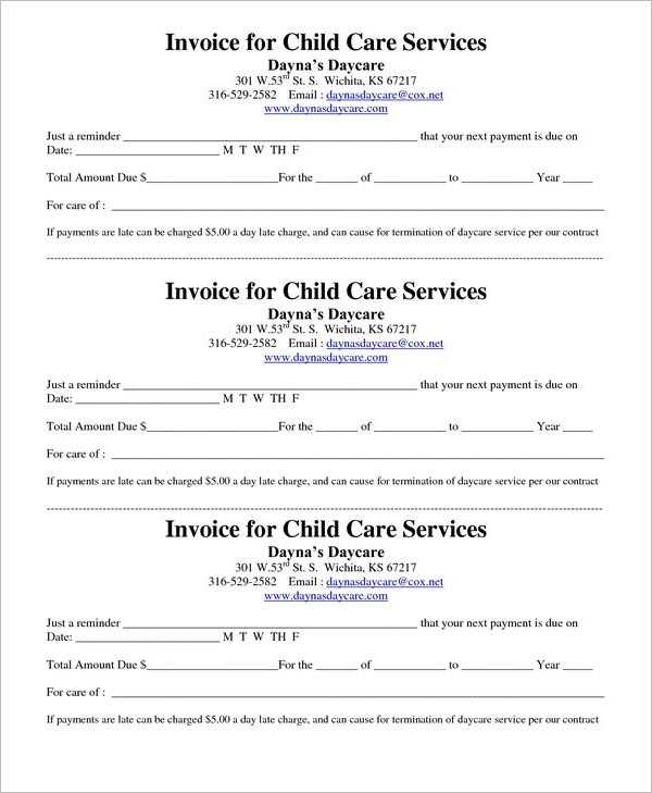 daycare invoice template free