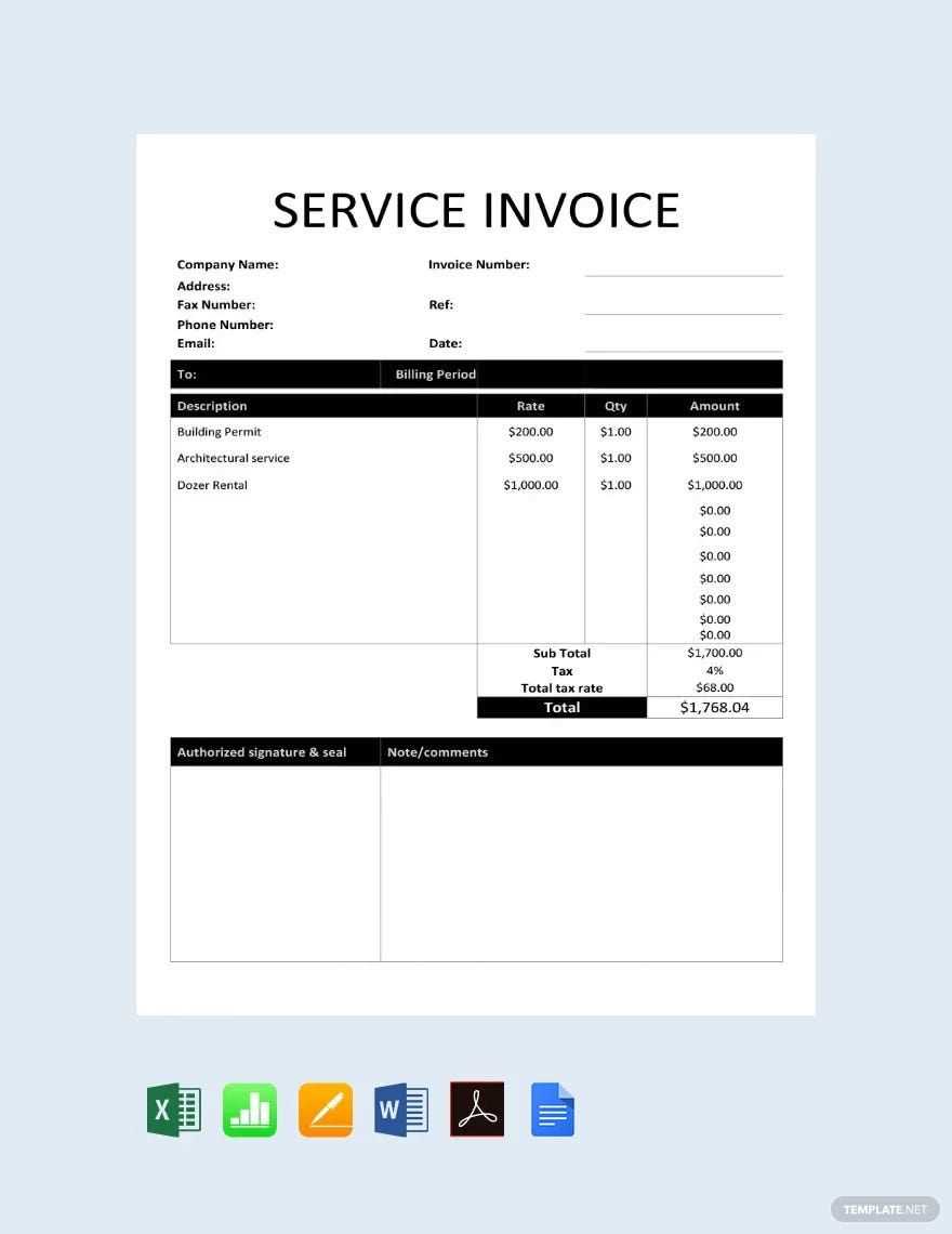 free construction invoice template pdf