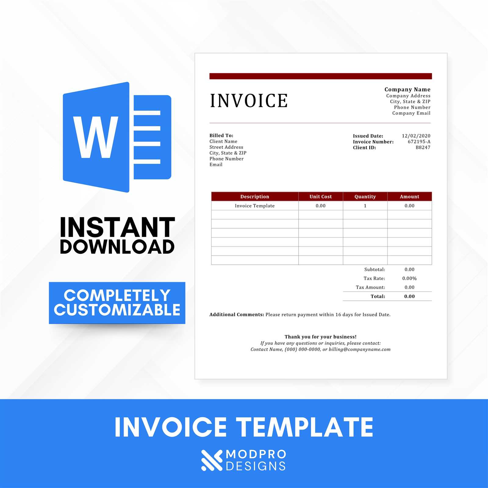 ms word invoice template download