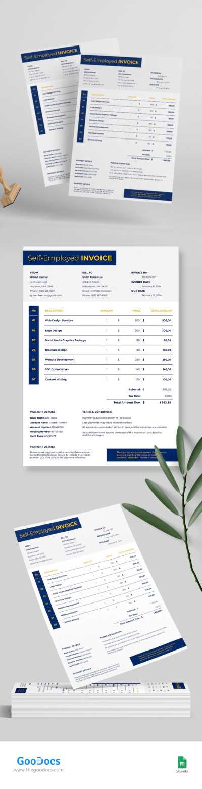 self employed electrician invoice template