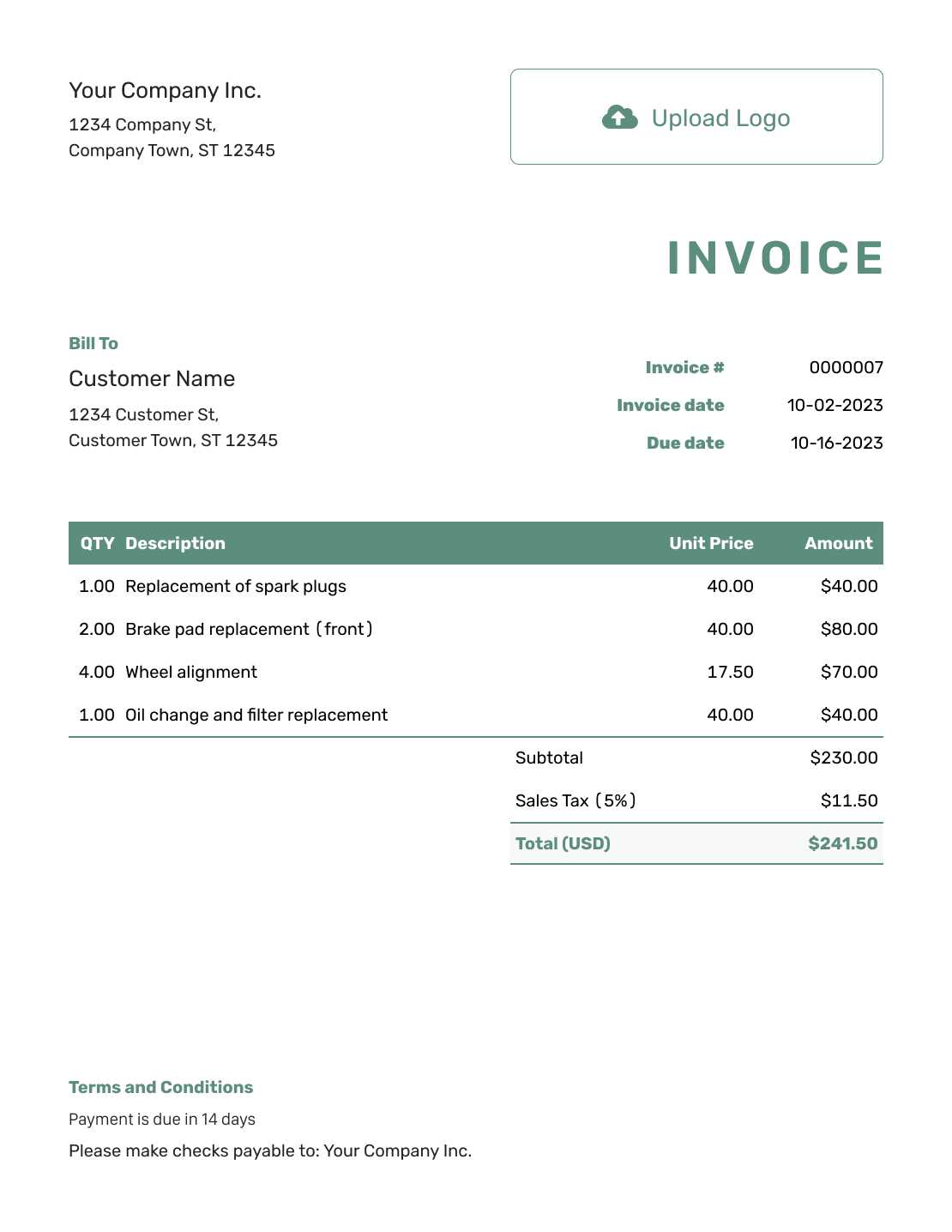 free invoice template pdf word