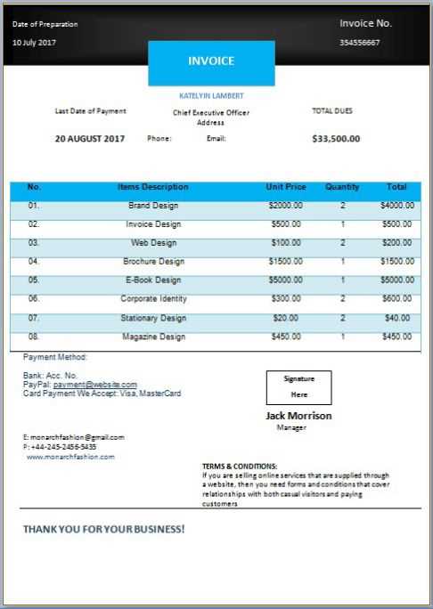 hourly work invoice template