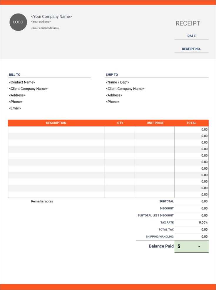 invoice receipt template word