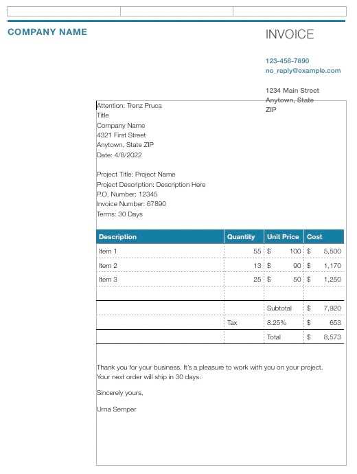 blank invoice template for mac