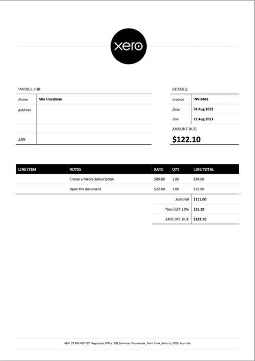 xero invoice template design