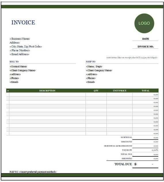 free invoice template in excel