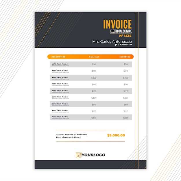 electrical service invoice template