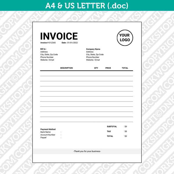 invoice template for word