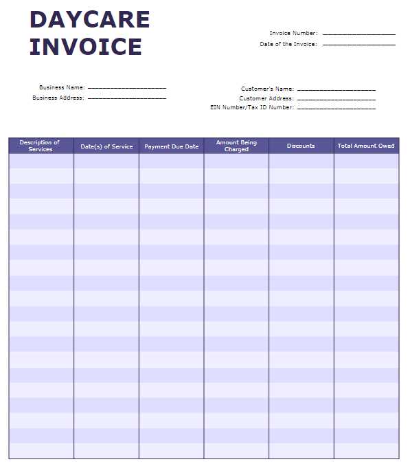 child care invoice template free