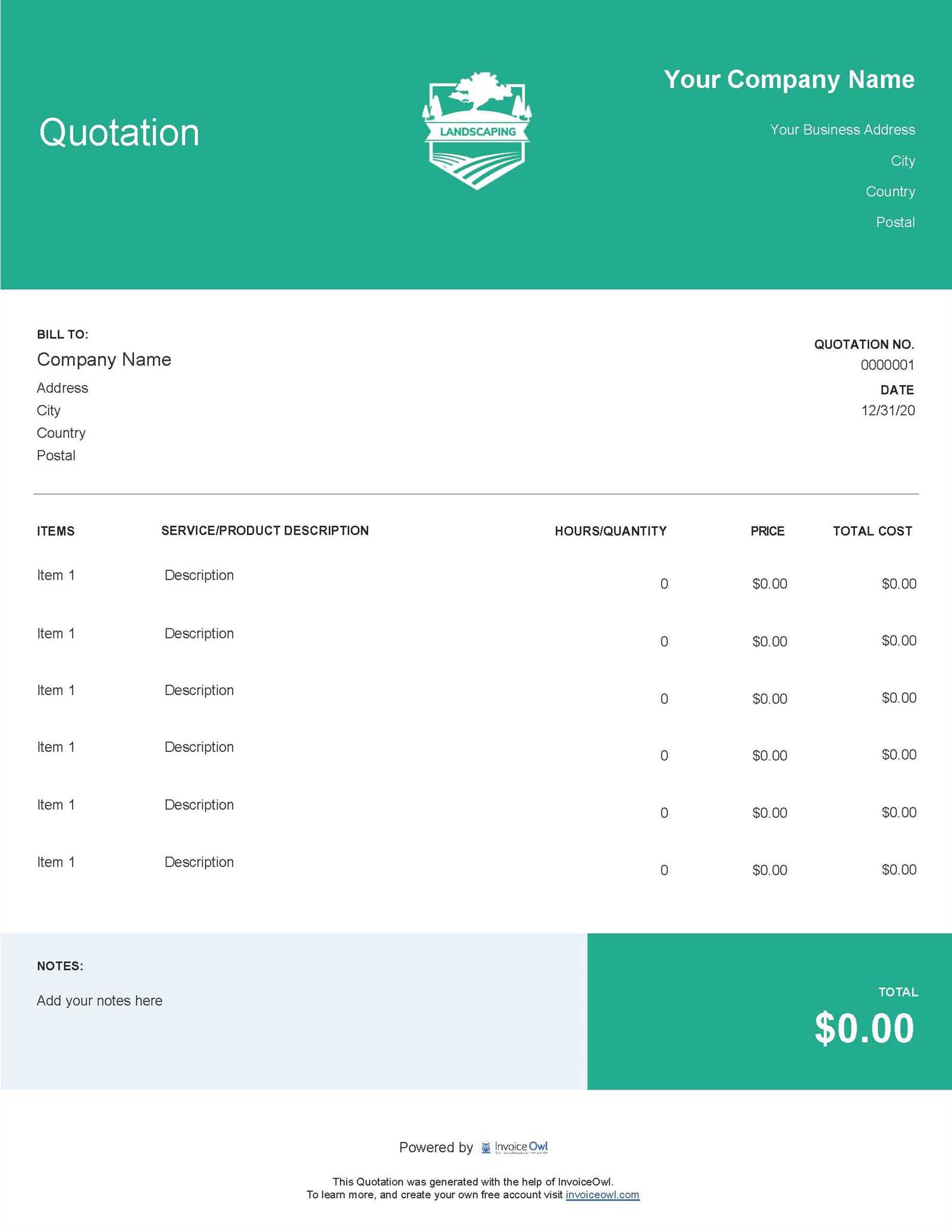 quotation invoice template free