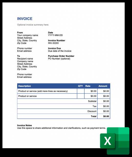 invoice excel template xls