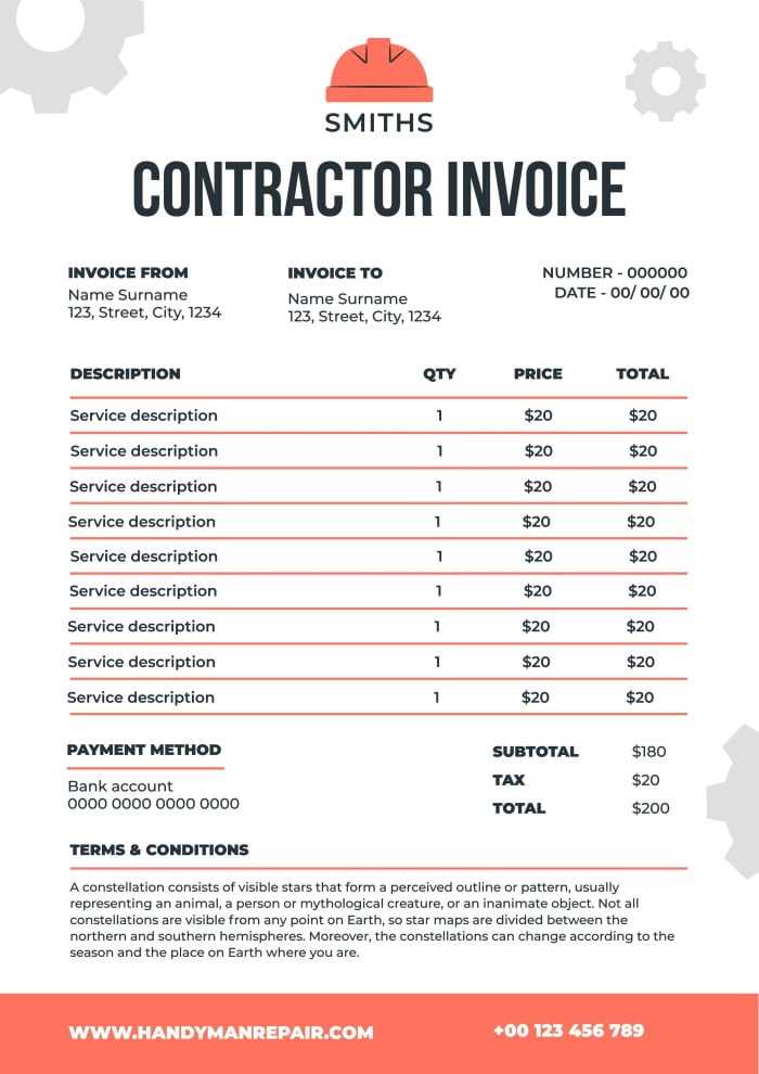 subcontractor invoice template