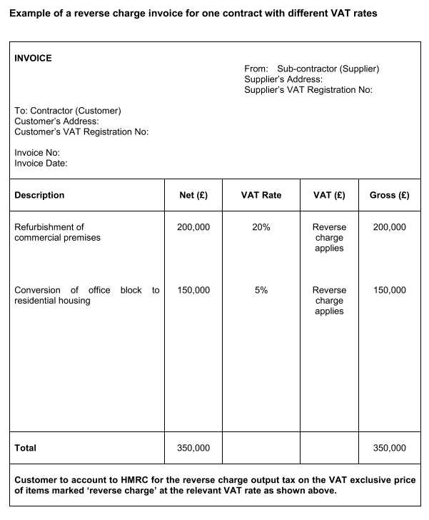 reverse charge invoice template