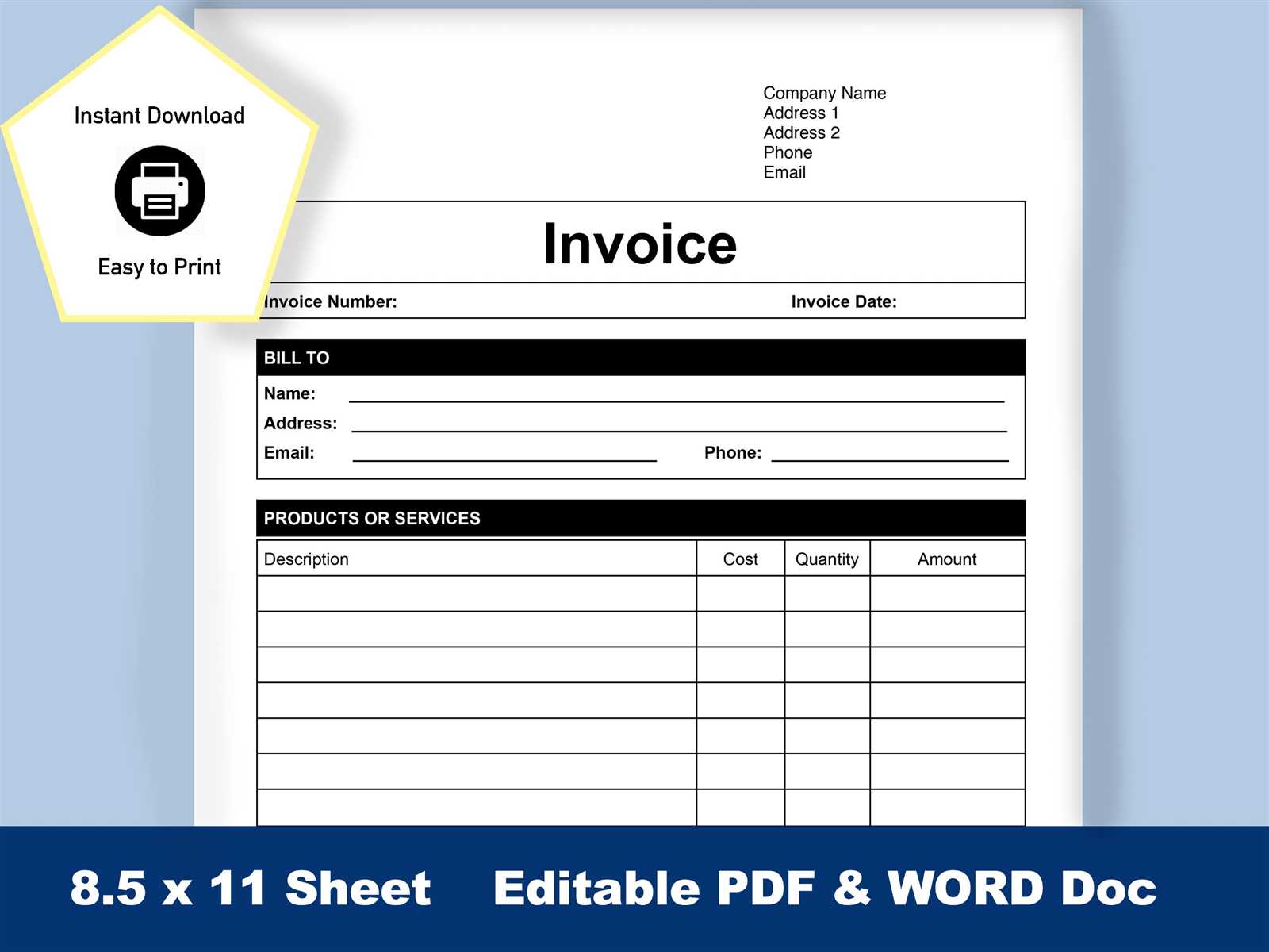 printable pdf downloadable invoice template