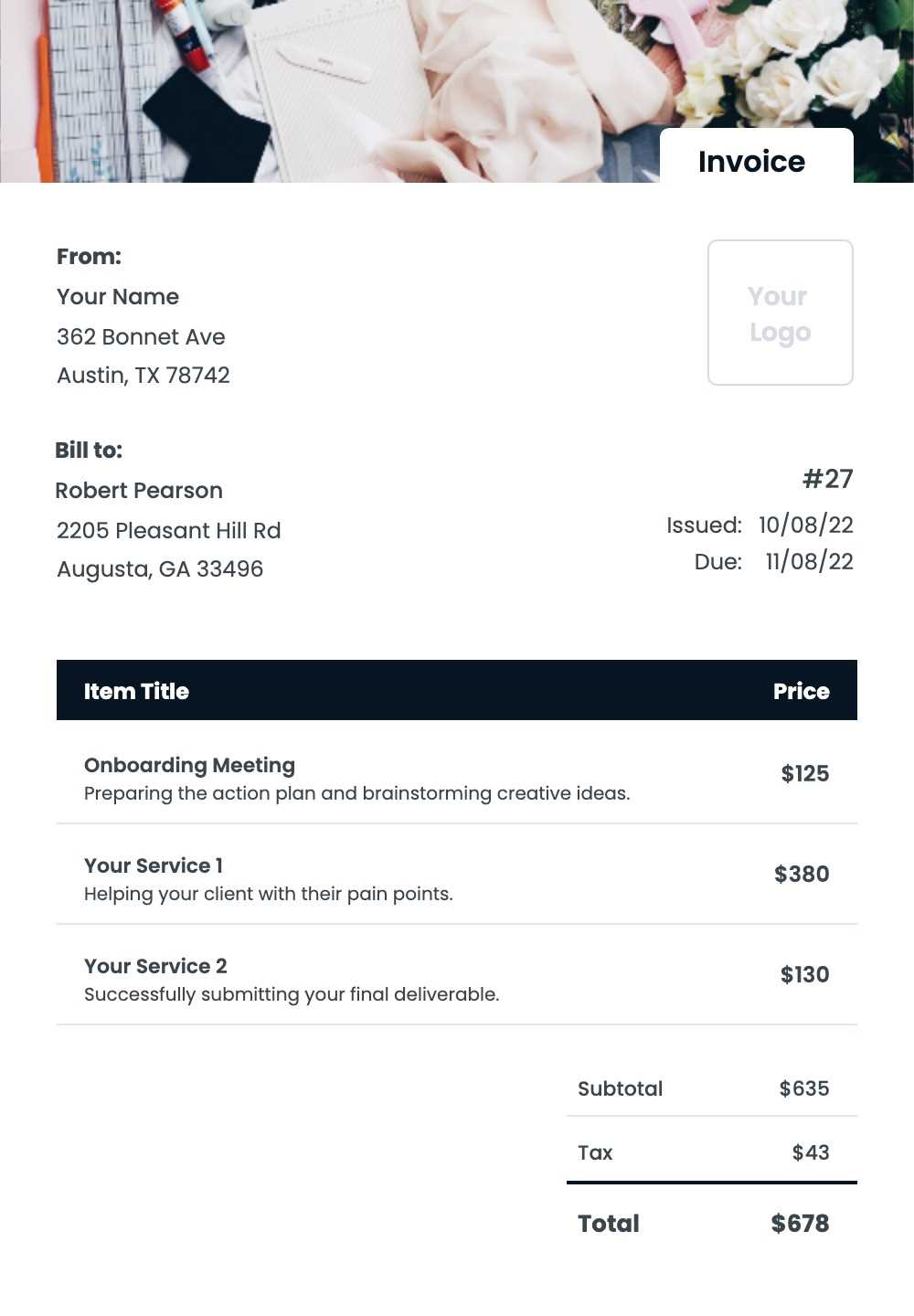 tailoring invoice template