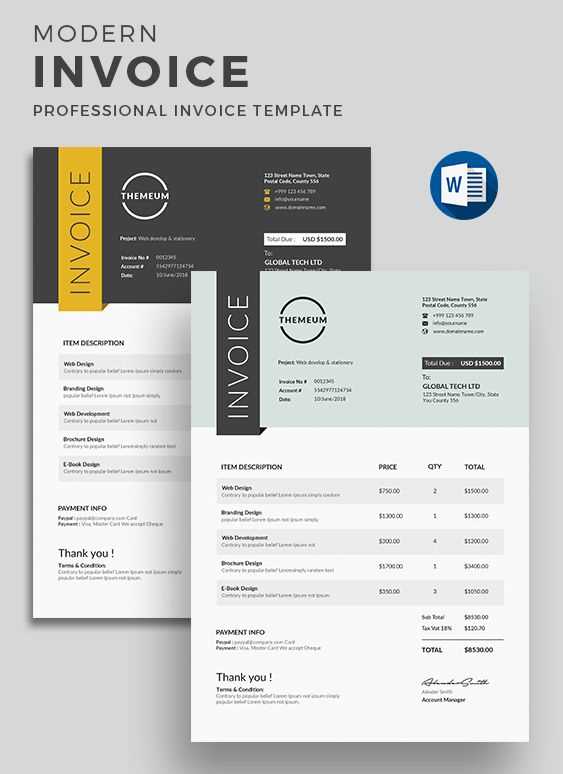 contemporary invoice template