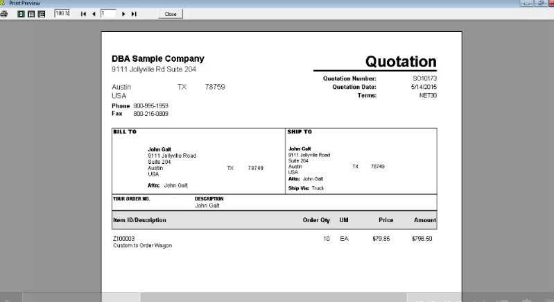 dba invoice template