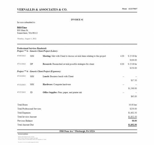 legal invoice template free