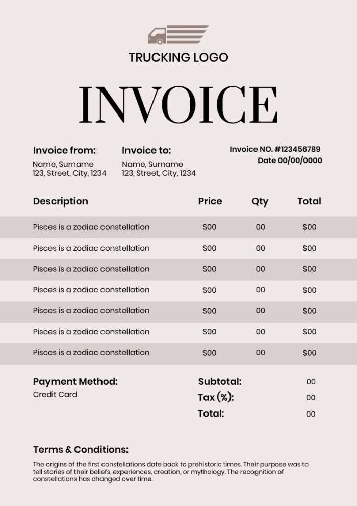 trucking invoice templates