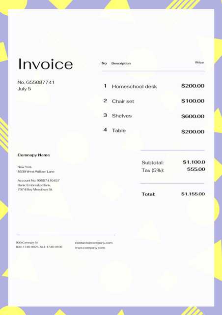 student invoice template