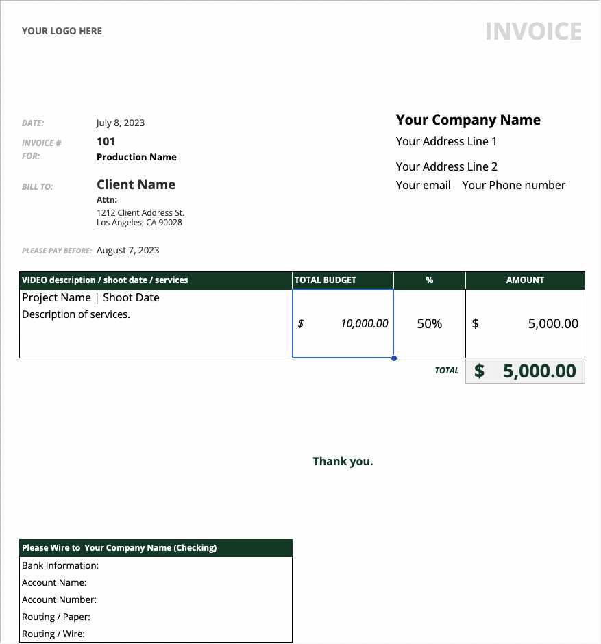 template how to send an invoice