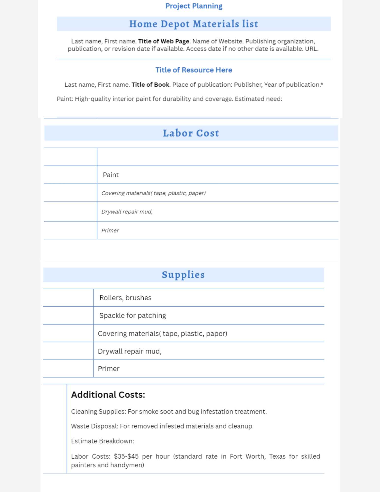 invoice template for home repairs