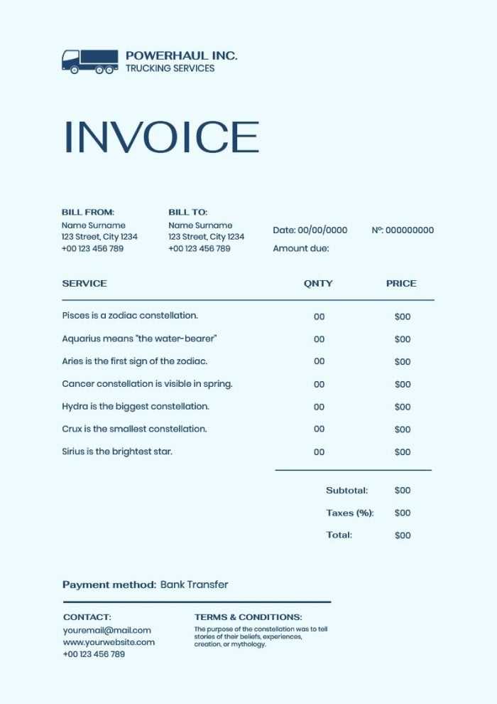 truck driver invoice template