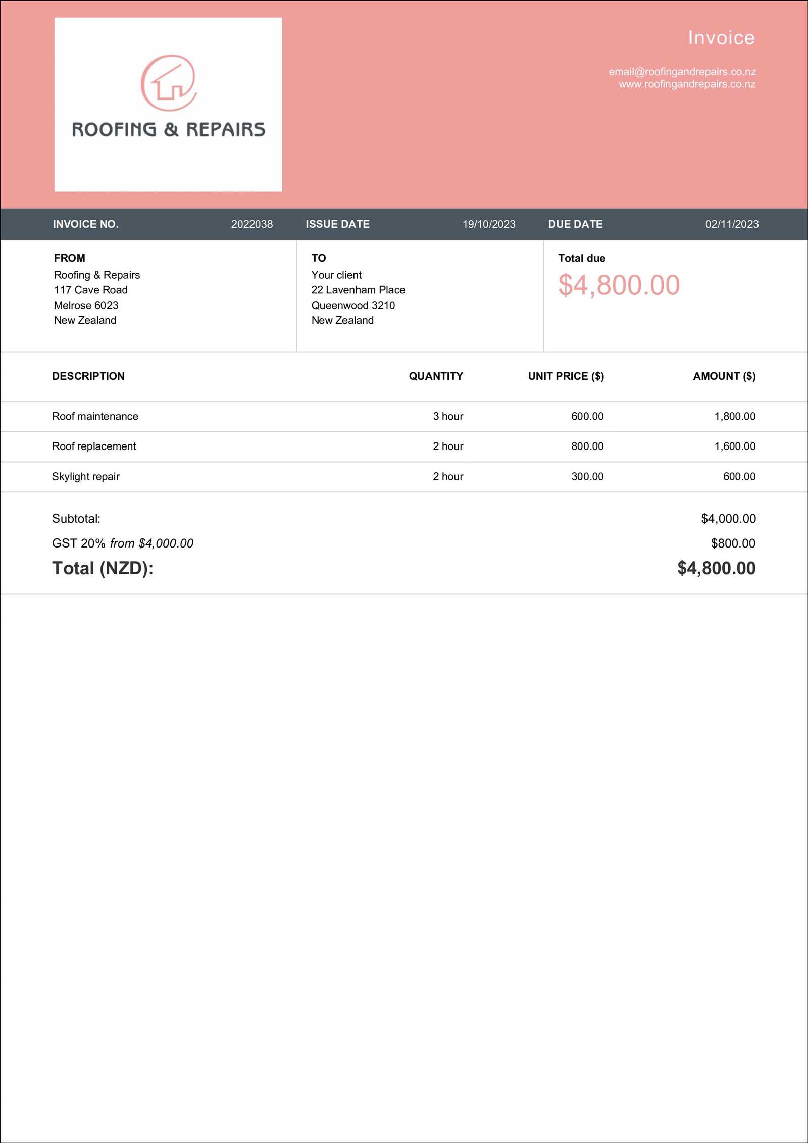 free invoice template nz