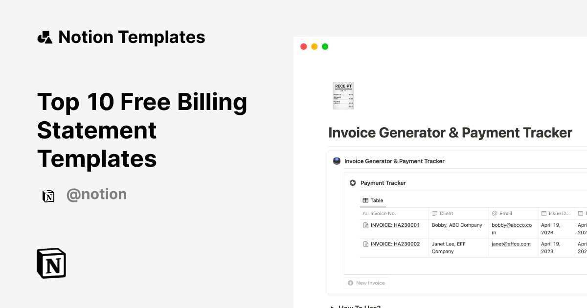 monthly invoice statement template