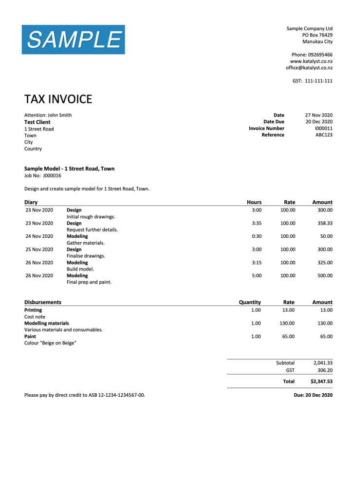 template invoice nz