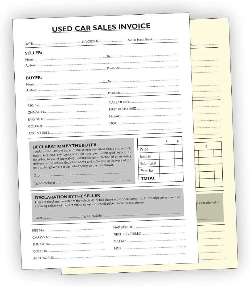 car purchase invoice template