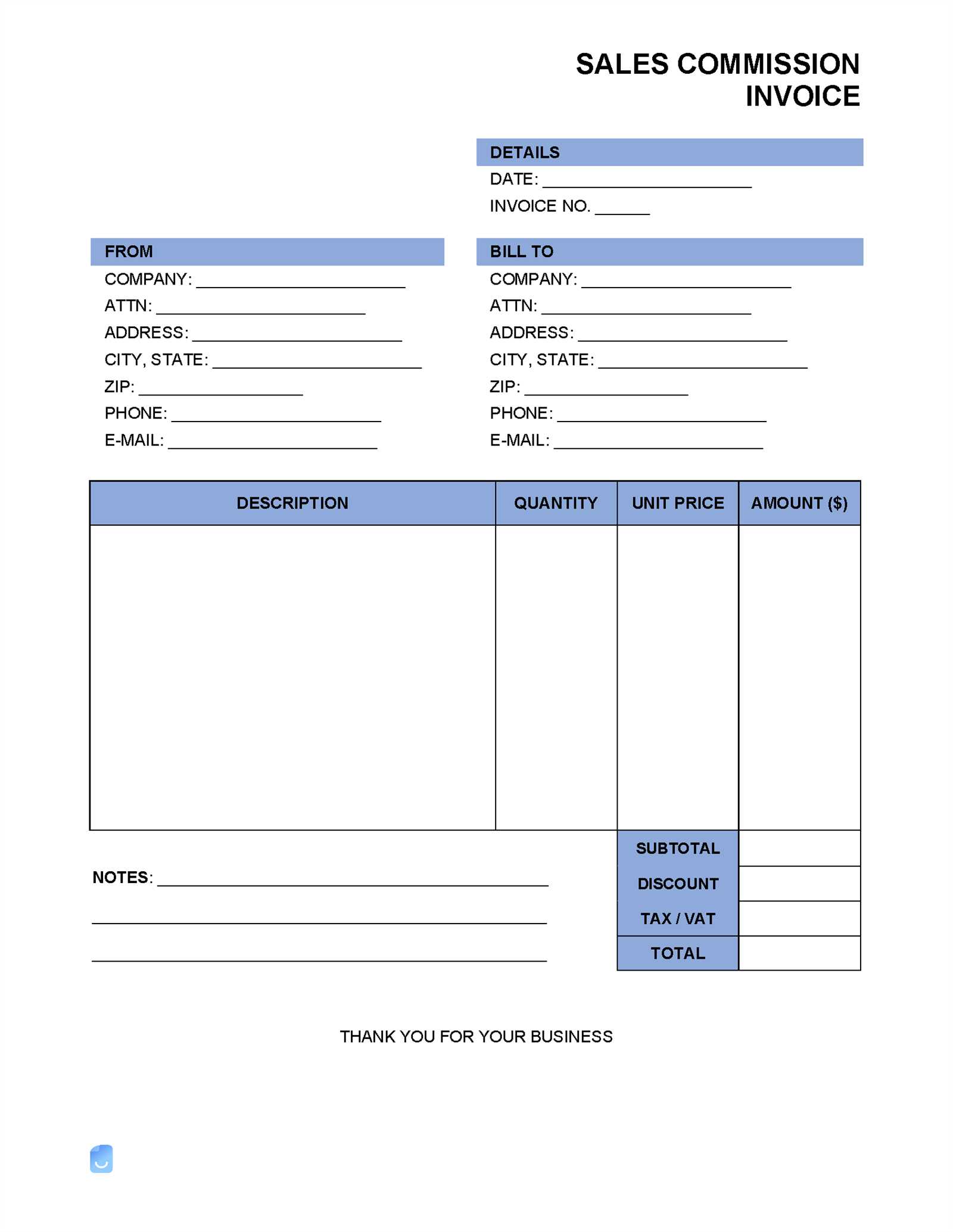 real estate commission invoice template