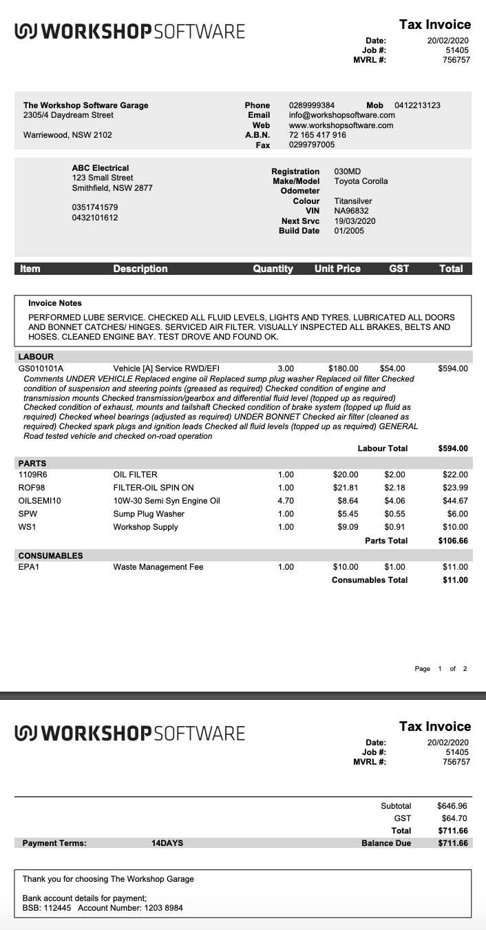 invoice note template