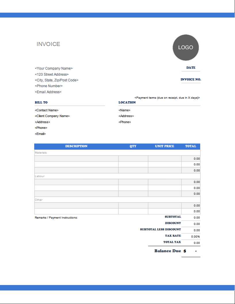 subcontractor invoice template