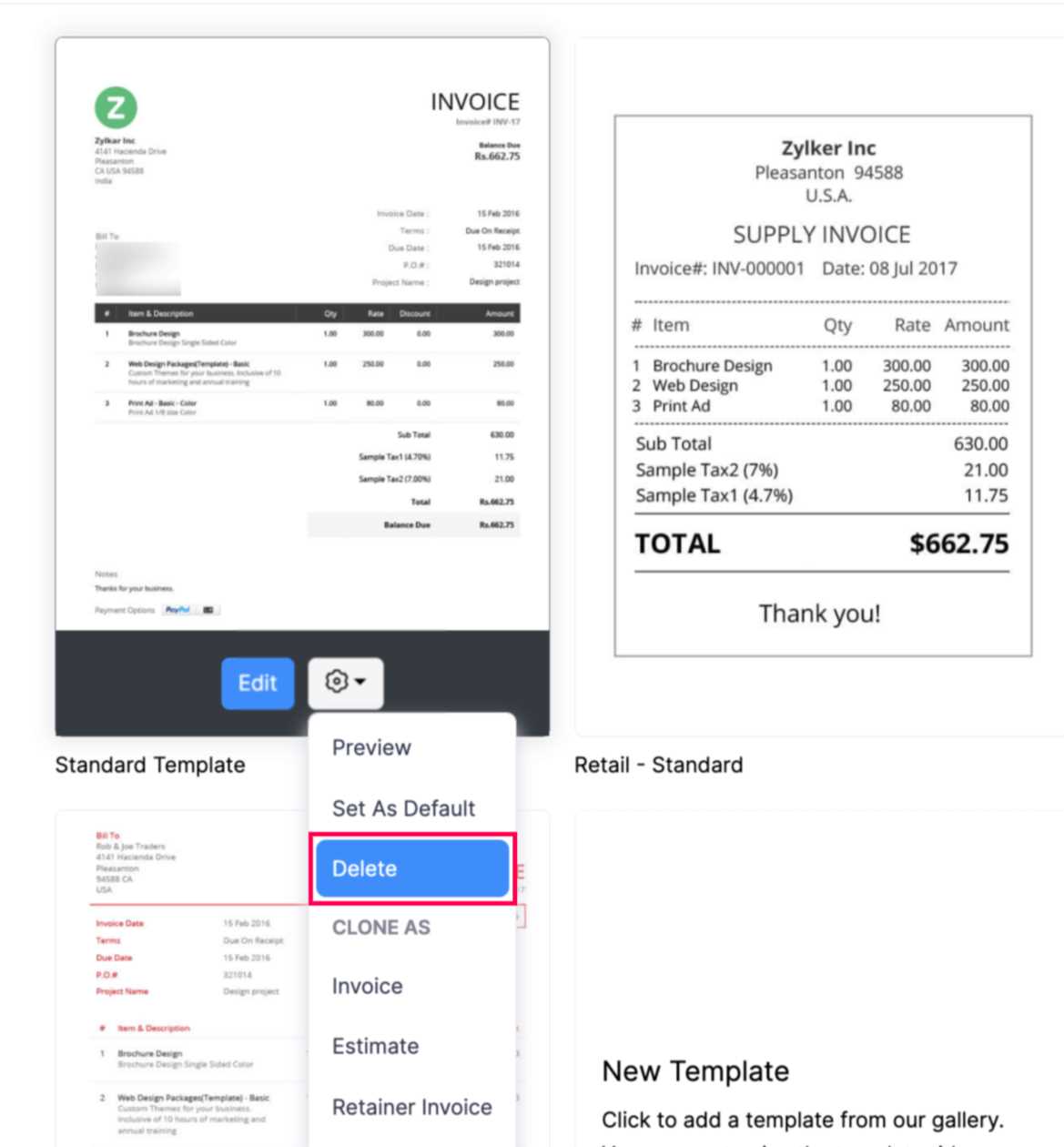 how to make invoice template default quickbooks