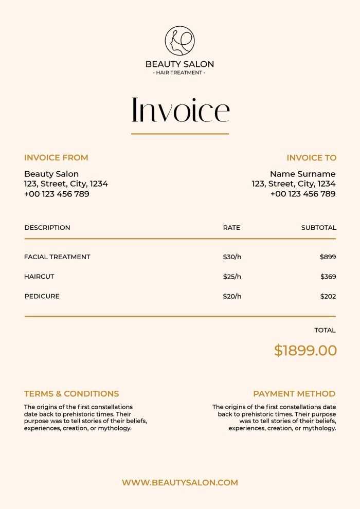 salon invoice template